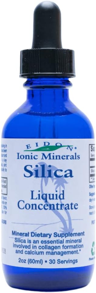 Eidon Ionic Minerals - Eidon Concentrado Mineral de Sílica Líquida – Suplemento de Sílica para Cabelo, Pele e Unhas, Gotas de Sílica para Apoiar a Produção de Colágeno, Saúde das Articulações e dos Ossos, Ajuda a Gerenciar o Cálcio – Eidon Silica