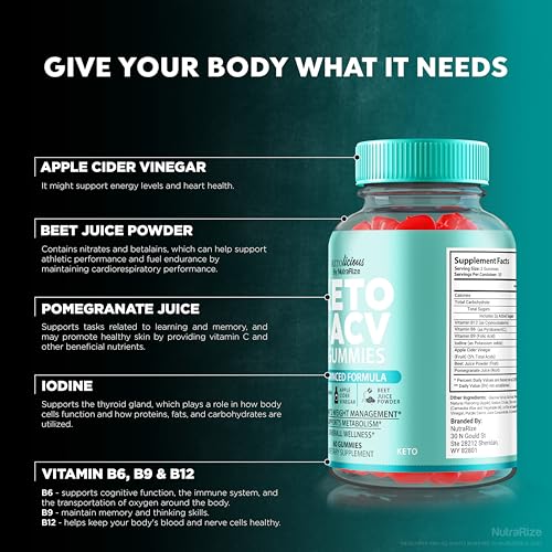 NutraRize - Ketolicious ACV Gummies – Gomas de Vinagre de Maçã Cidra, Fórmula Premium Keto, 60 Gomas