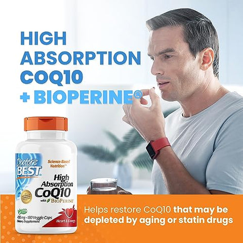 Doctor's BEST - Doctor’s Best CoQ10 com BioPerine, Saúde do Coração – Alta Absorção | 60 cápsulas | 100mg | Antioxidante | Energia | Saúde Cardiovascular