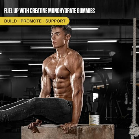 NIUSISE - Gummies de Creatina Monohidratada, 120 Gummies Sem Açúcar com 1000 mg de Complexo de Magnésio e L-Treonato para Homens