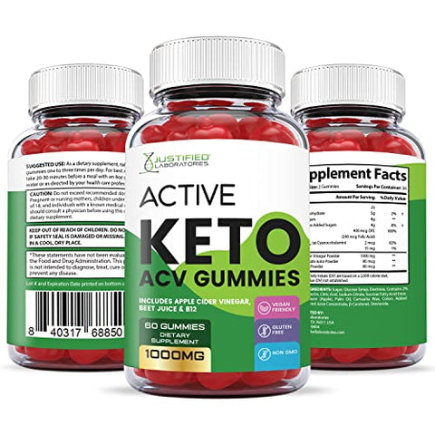 Gomas de ACV Keto Ativas 1000MG com Suco de Romã, Beterraba e Vitamina B12 60 Gummys - Justified Laboratories