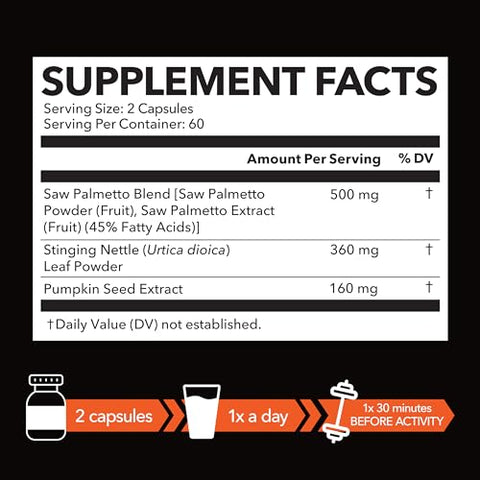 HAVASU NUTRITION - Suplemento de Saw Palmetto | Fórmula Potente 3X com Extrato de Urtiga e Semente de Abóbora | Bloqueador de DHT para Saúde Urinária