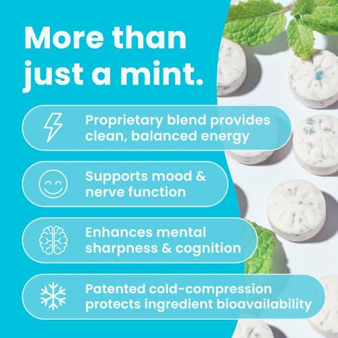 Energy Mints (180 Unidades) – Sem Açúcar com L-teanina, Cafeína Natural e Vitamina B12 - NeuroGum