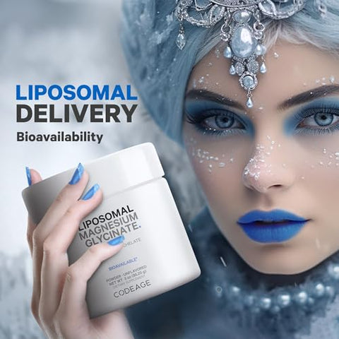 Magnesium Glycinate em Pó, 2 Meses de Suprimento, Quelato de Magnésio Bisglicinato, Sem Sabor, Entrega Lipossomal, Mineral em Pó de Magnésio Quelado, Vegano Não-OGM, 200g - Codeage