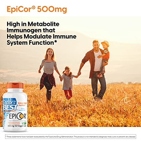 Doctor's BEST - Doctor’s Best Epicor: Defesa da Saúde Imunológica, Não-OGM, Vegano, Sem Glúten, 500 Mg, 60 VC