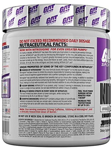 Nitraflex Advanced Pré-Treino em Pó – Aumenta o Fluxo Sanguíneo, Potencializa Força e Energia, Melhora o Desempenho nos Exercícios (Uva, 30 Porções) - GAT SPORT