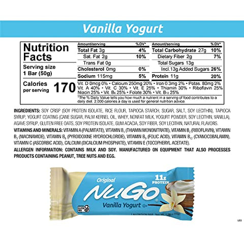 Original Variety – Barras de Baunilha com Iogurte – 15 unidades – Marca NuGo - NuGo