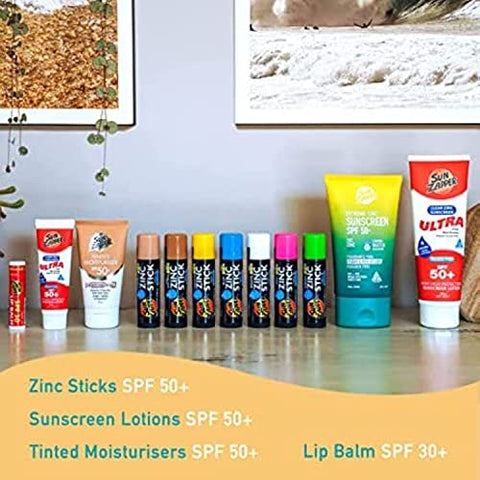 Protetor Solar Mineral Sun Zapper Stick (Rosa, Azul, Verde, Amarelo) FPS 50 Resistente à Água para o Rosto – 50g