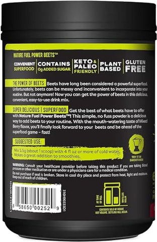 Healthy Delights - Nature Fuel Power Beets em Pó, Delicioso Açaí e Romã, Suplemento Superfood Concentrado, Suporte à Circulação, Energia Natural