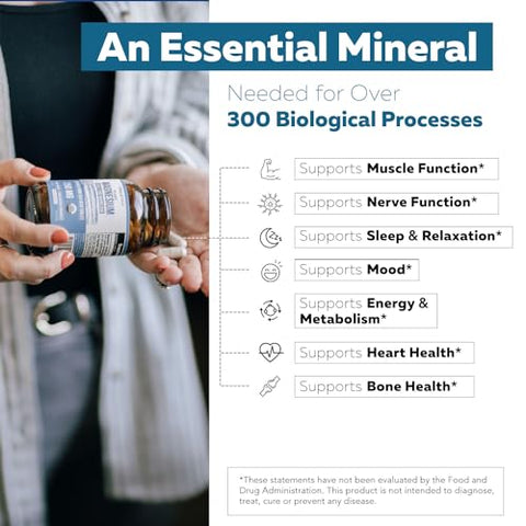 Triquetra Health - Magnésio Orgânico | Magnésio de Alimentos Integrais – Baseado em Plantas, Complexo de Vegetais Marinhos Orgânicos – 250 mg de Magnésio por Porção | Extraído em Água | Suave no Estômago | Energia, Sono