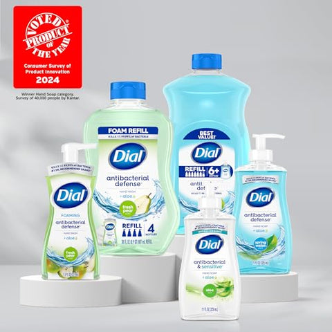 Dial - Recarga de Sabonete Líquido Antibacteriano Dial Espuma, Pera Fresca, 30 ml Pack com 4