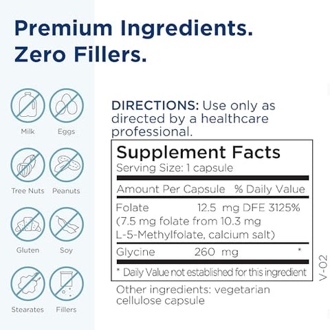 7.5mg L-Methylfolate – Suplemento de Methyl Folate Ativo de Força Profissional para Suporte Cerebral – 60 cápsulas - MethylPro