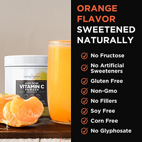 Livingood Daily - Livingood Pó de Vitamina C em Alta Dose – 2.600mg de Ácido Ascórbico em Pó para Fortalecer a Imunidade – Marca Livingood
