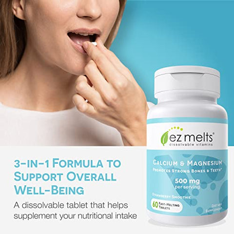 Cálcio Dissolvível – Fórmula de Rápida Absorção | 1000mg – 60 Comprimidos | Saúde Óssea e Dental  EZ Melts - EZ Melts