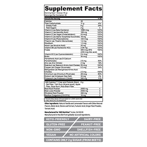 CardioFitMD – Pó de Saúde Cardíaca Vegano à Base de Beterraba – Superalimento Keto-Friendly – Suplemento Nutricional em Pó de Fibra – 30 Porções (2-Pack) - 1MD Nutrition