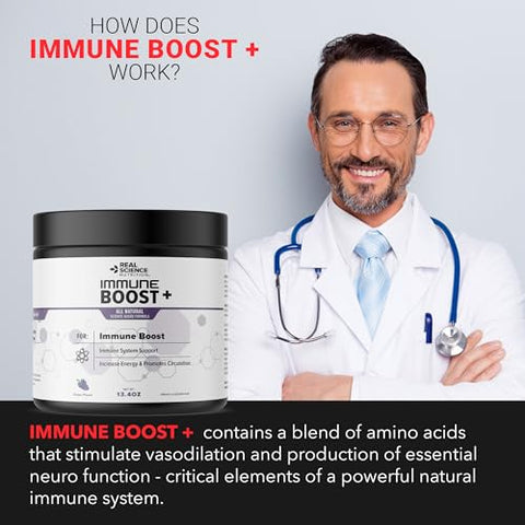 Real Science Nutrition - Immune Boost Plus | Fórmula Natural para Fortalecer a Imunidade, Saúde e Bem-Estar do Sistema Imunológico, Mais Poderoso que Sabugueiro, Zinco, Equinácea – em Pó de Ação Rápida