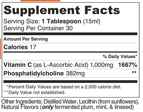 Lipo Naturals - Vitamina C Lipossomal 1000mg Líquida (2-Pack 60 Doses) – Fórmula Natural de Suporte à Imunidade e Energia – Vegano, Livre de China (443ml cada)