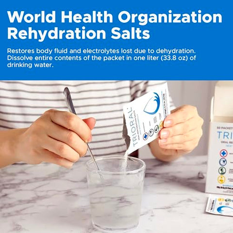 Pó de Eletrólitos para Hidratação (100 Pacotes) – Solução de Reidratação Rápida, Fórmula Hidratante Essencial, Combate a Desidratação em Treinos e Esportes - TRIORAL