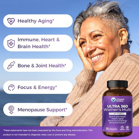 Ultra 360 Multivitamínico para Mulheres 50 Plus, Multivitamínico para Mulheres 50 com Minerais | Vitamin World Ultra 360 Mulheres 50 Plus, Multivitamínico com Minerais - Vitamin World