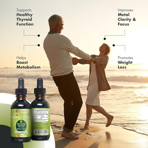 Suplemento Orgânico de Iodo Nascente Iodine Edge Avançado em Gotas para Suporte da Tireoide, Energia Aumentada e Função Cognitiva - Go Nutrients