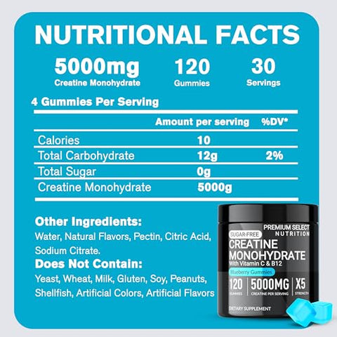 Premium Select Nutrition - Gomas de Creatina para Homens – Potencialize seus resultados – 60g