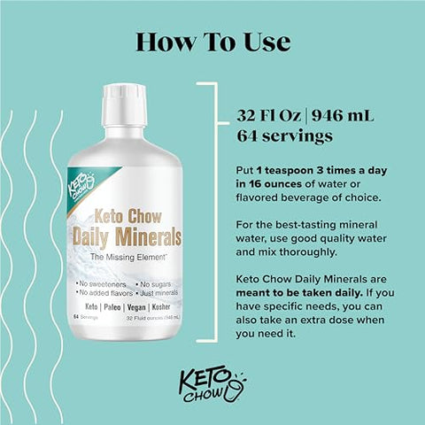 Gotas Diárias de Minerais – Equilíbrio eletrolítico – Cobre, Magnésio, Cromo, Zinco, Boro, Selênio – Zero Açúcar – Amigo da Dieta Keto – Sem Glúten – Vegano – Não OGM - Keto Chow