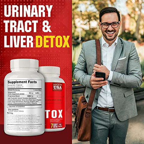 Desintoxicação Completa do Corpo – Suporte Natural e Saudável para Fígado, Trato Urinário, Rim e Sistema Digestivo – Fabricado nos Estados Unidos – 42 Cápsulas Veganas - CANNABIOLOGY EST. 2016