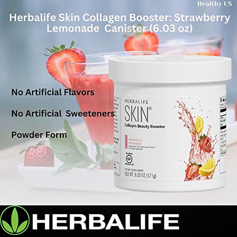 Skin Collagen Beauty Booster Limonada Morango 178g: Sem Sabor Artificial, Sem Adoçantes Artificiais, Sem Glúten - Herbalife