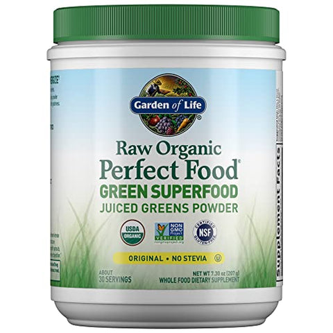 Raw Organic Perfect Food – Pó de Verdes Superfood Juiced – Original Sem Stevia – 454g - Garden of Life