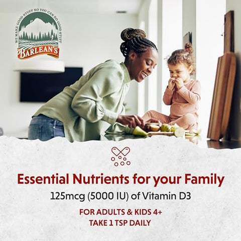 Barlean's - Barlean’s Pack 2 Vitamina D Líquida para Crianças e Adultos 5000 IU D3, Sabor Morango Milkshake Sem Açúcar, 160g Cada