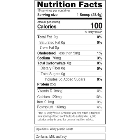 Nutrition 100%% Isolate – Proteína Isolada em Pó, 25g de Proteína de Absorção Rápida, Sem Adição de Açúcar, Baixo Carboidrato, Sem Glúten (Sem Sabor, 454g) - Evlution