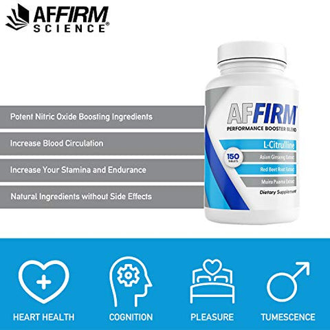 Affirm - AFFIRM Science – Suplemento Alimentar de L-Citrulina 750mg 150 Comprimidos (Fornecimento de 75 Dias) | Estimulador de Óxido Nítrico | Criado pelo Dr. Judson Brandeis