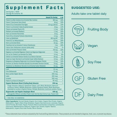 Multivitamínico Diário 40 para Homens – Minerais Fermentados, Adaptógenos Orgânicos – 40g - True Grace
