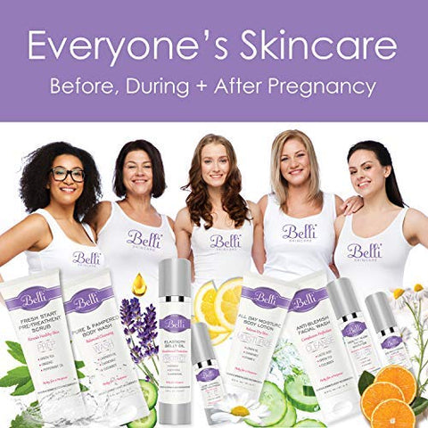 Óleo de Barriga para Estrias na Gravidez Belli: 3,8 Onças de Cuidados Essenciais para a Pele Materna com Vitamina E para uma Pele Saudável, Proteção contra Cicatrizes, Recomendado por Obstetras e Dermatologistas