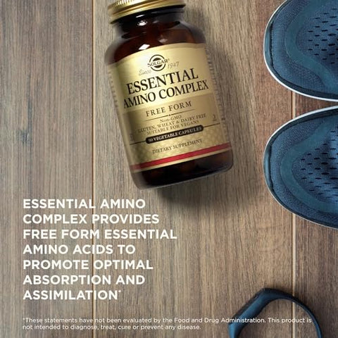 SOLGAR - Solgar Essential Amino Complex – 90 Cápsulas Vegetais, Pacote de 2 – Não-OGM, Vegano, Sem Glúten, Sem Laticínios, Kosher – 180 Porções Totais