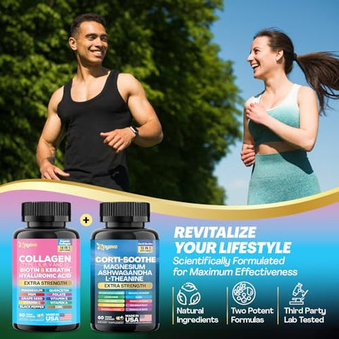 Shining Serenity Set – Suporte ao Cortisol com Ashwagandha, L-Theanine, Magnésio, Lions Mane, Manjericão Sagrado | 100% Natural e Eficaz - Zoyava