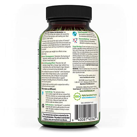 Thermo-Burn Metabolizador de Gordura Teimosa – 60 Cápsulas Líquidas, Pacote com 2 – Ajuda a Alvejar e Queimar Gordura - Irwin Naturals