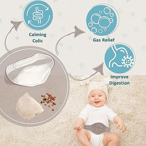 Pafuly - Alívio Natural para Cólicas e Gases em Recém-Nascidos – Envoltório Aquecido com Sementes de Cereja 100% – Faixa de Enrolar para Bebês com Cólicas – Calmante e Relaxante (Cinza)