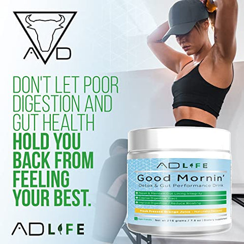 PROJECT AD LLC - Projeto AD Life Good Morning Detox e Performance Drink – Sabor Natural com L-Glutamina, Vinagre de Maçã e Aloe Vera (24 Porções, Extraído Fresco)