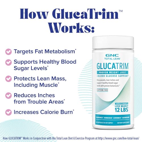 Total Lean GlucaTrim – 120 Cápsulas (60 Porções) | Queime gordura e controle o apetite | Fórmula avançada | Marca GNC - GNC