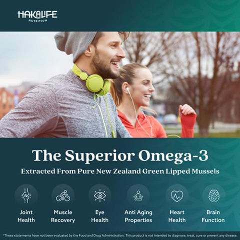 HAKA Life Nutrition - GLX3 Ômega-3 Extra Forte | Óleo de Mexilhão de Lábios Verdes da Nova Zelândia – Conforto, Flexibilidade, Recuperação Muscular – Cápsulas de Ômega 3 ETA EPA DHA 2 Meses