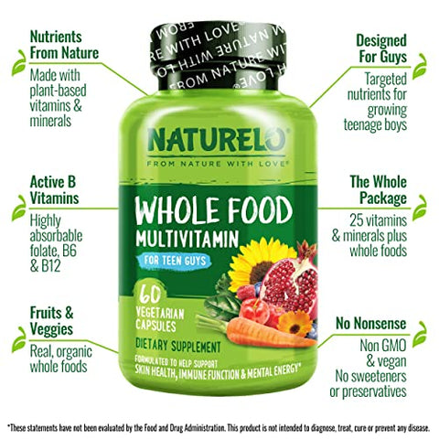 Multivitamínico Integral para Adolescentes – Vitaminas e Minerais para Crianças Ativas – com Extratos de Plantas – Não-OGM – Vegano - NATURELO
