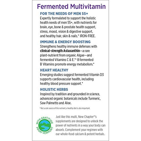 Multivitamínico para Homens 50 Plus – Todo Homem Diário 55 com Probióticos Fermentados Alimentos Integrais Astaxantina Orgânica Ingredientes Não-OGM – 90 ct - New Chapter