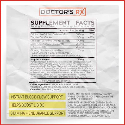 EPN Supplements - Pílulas Doctor’s RX para Homens – Ação Rápida para Disfunção Erétil | Suporte #1 para Aumento Masculino | Fluxo Sanguíneo Extremo para Fortalecer