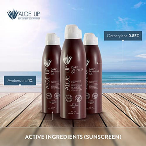 ALOE UP - Aloe Up Óleo Bronzeador SPF 4 – Spray Contínuo para Corpo e Rosto – Proteção Solar – Aloe Vera Pura e Óleos Naturais – Secagem Transparente – Amigo dos Recifes – Frescor