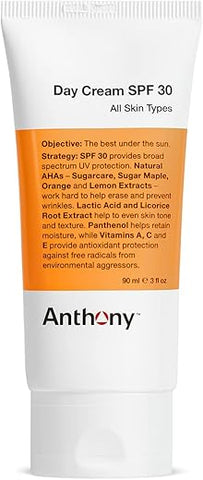Creme Facial Masculino Anthony SPF 30 – Hidratante com Protetor Solar – Fórmula Leve para Todos os Tipos de Pele – 30g