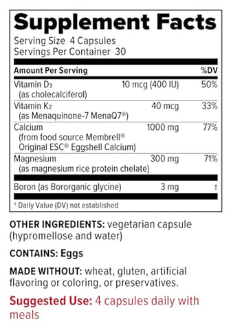 Suporte Natural Avançado para a Saúde Óssea com Cálcio e Vitamina K2 – 120 Cápsulas - Redd Remedies