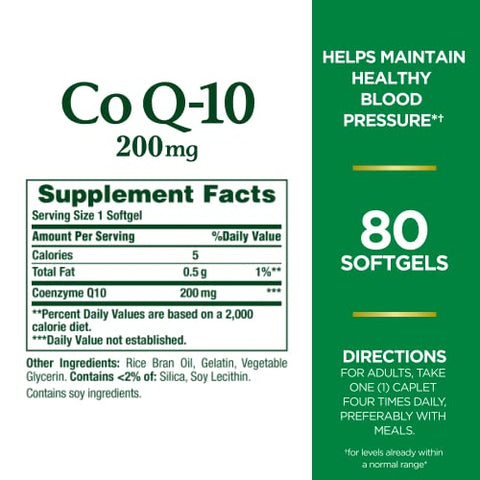 Nature's Bounty - Nature’s Bounty CoQ10 200mg – Suporte para a saúde do coração – 80 cápsulas de liberação rápida (Pacote com 3)