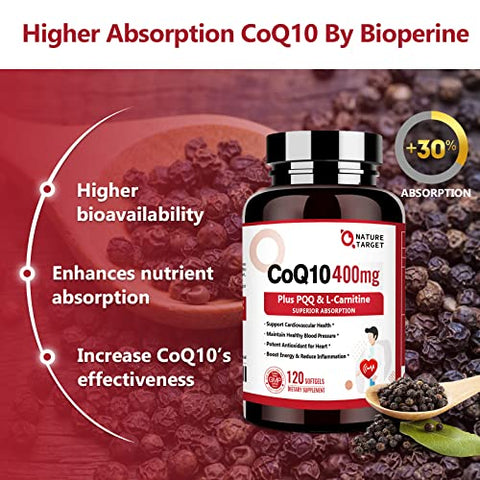 CoQ10-400mg com PQQ, Ômega-3s – Potencialize sua saúde com antioxidantes e ácidos graxos essenciais - NATURE TARGET